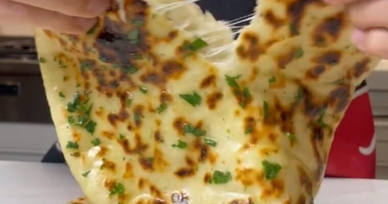 Cheese Stuffed Garlic Naan