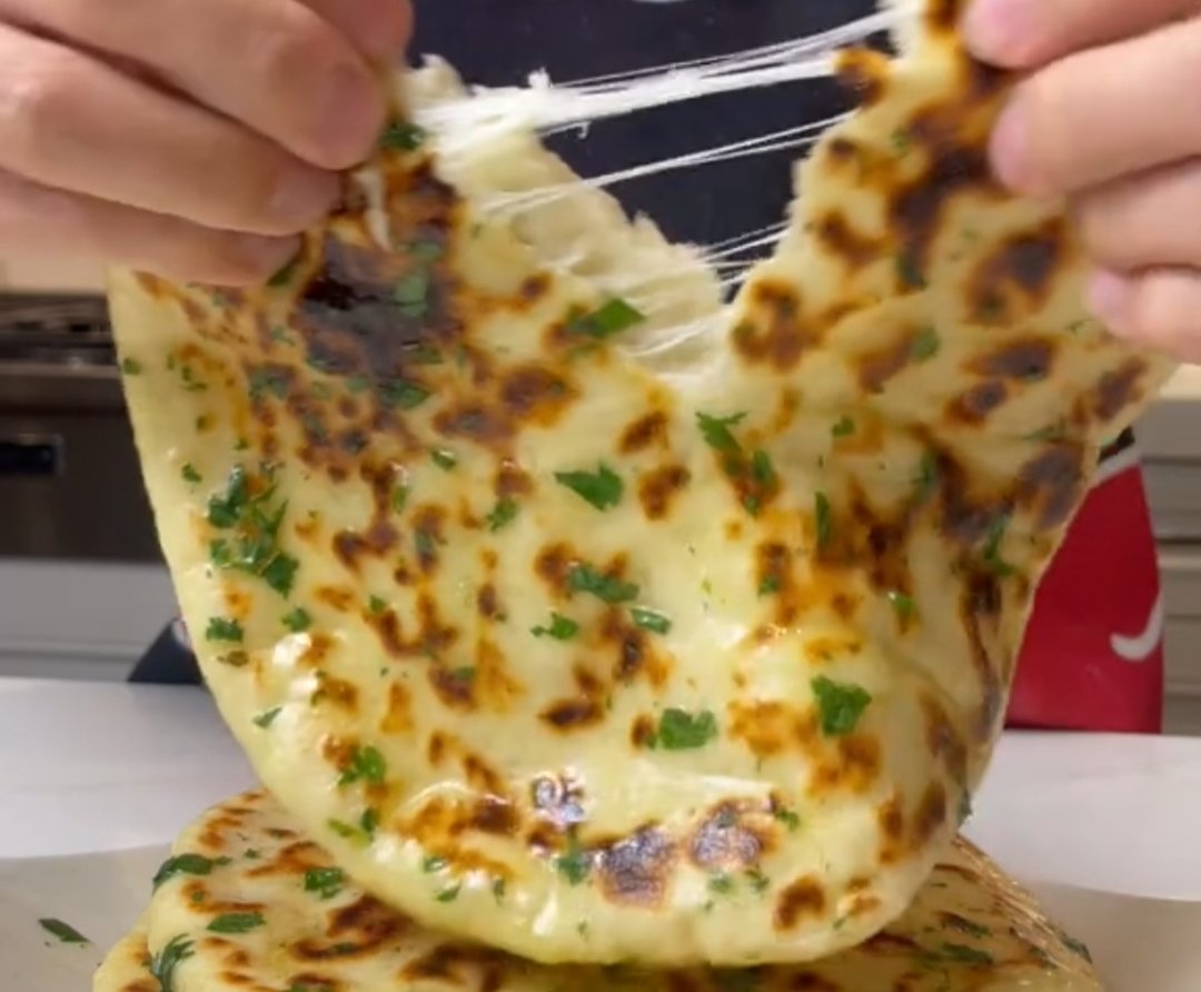 Cheese Stuffed Garlic Naan